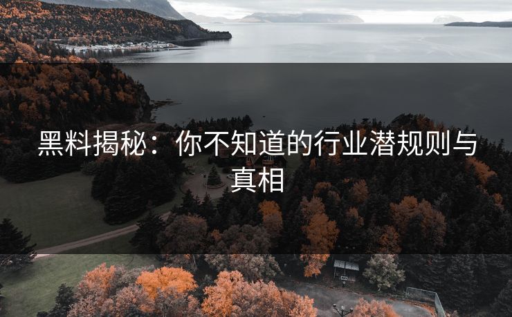 黑料揭秘：你不知道的行业潜规则与真相